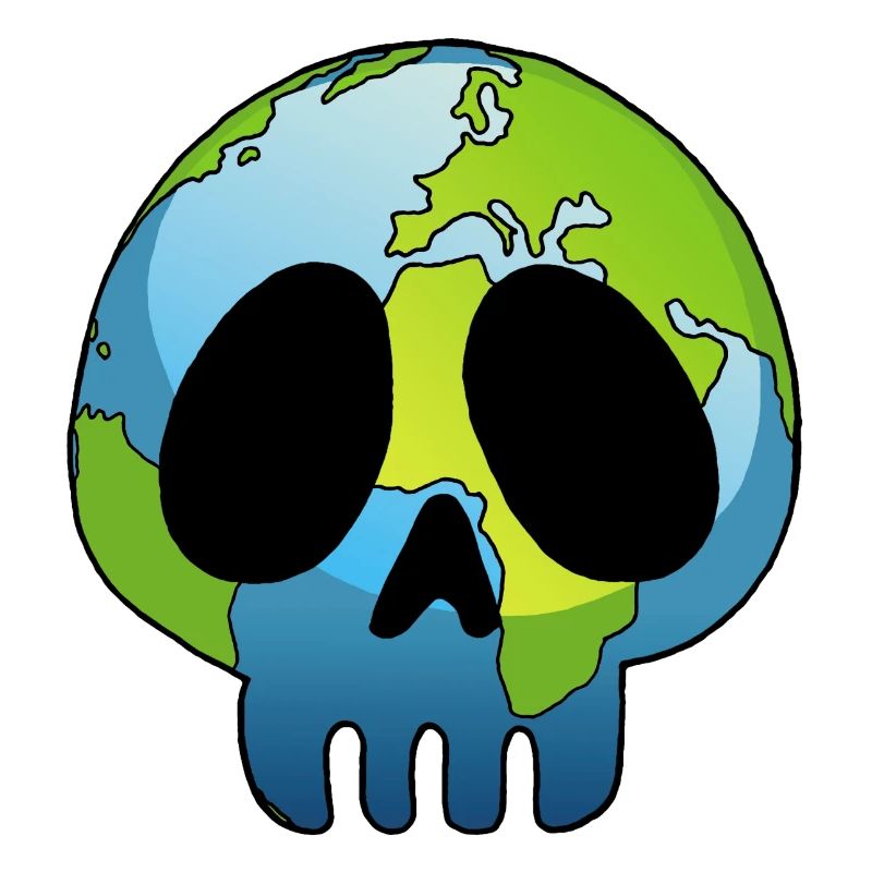 Skull and planet Earth