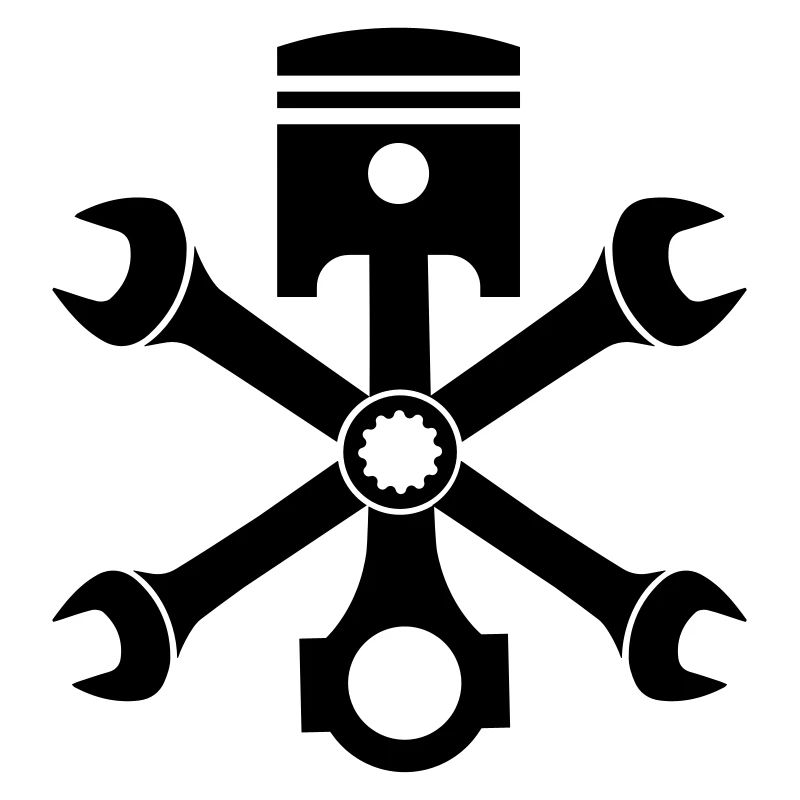 Engine piston screw wrench emblem crossed