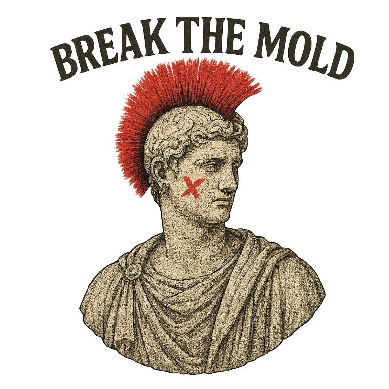 Ancient Bust with Bold Protest Motif