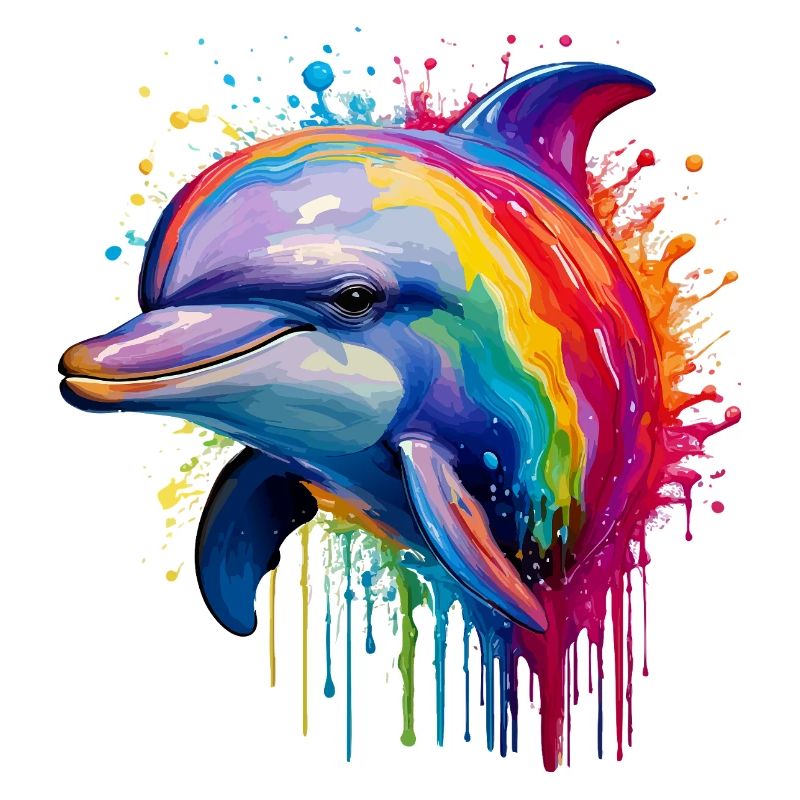 Bunter Delfin Kunstdruck