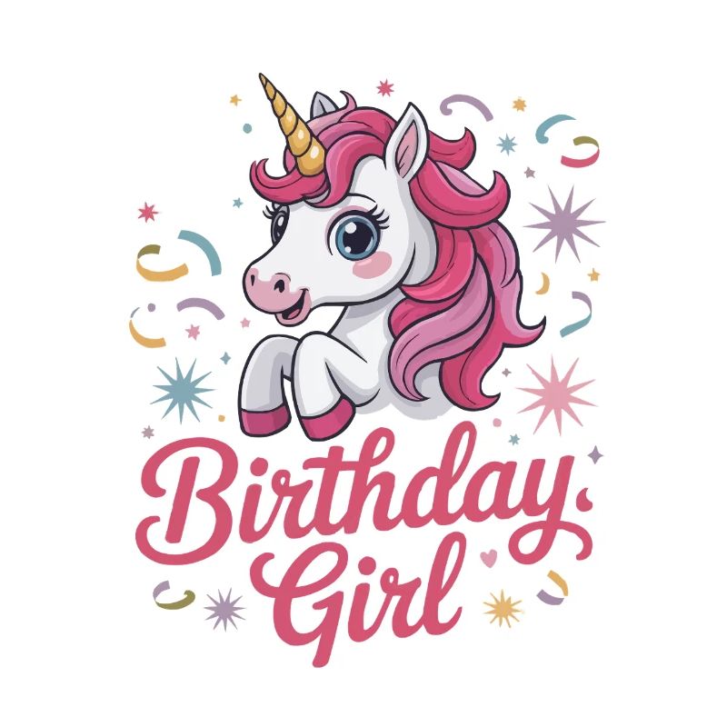 Fille d’anniversaire - Conception d’anniversaire de licorne mignonne