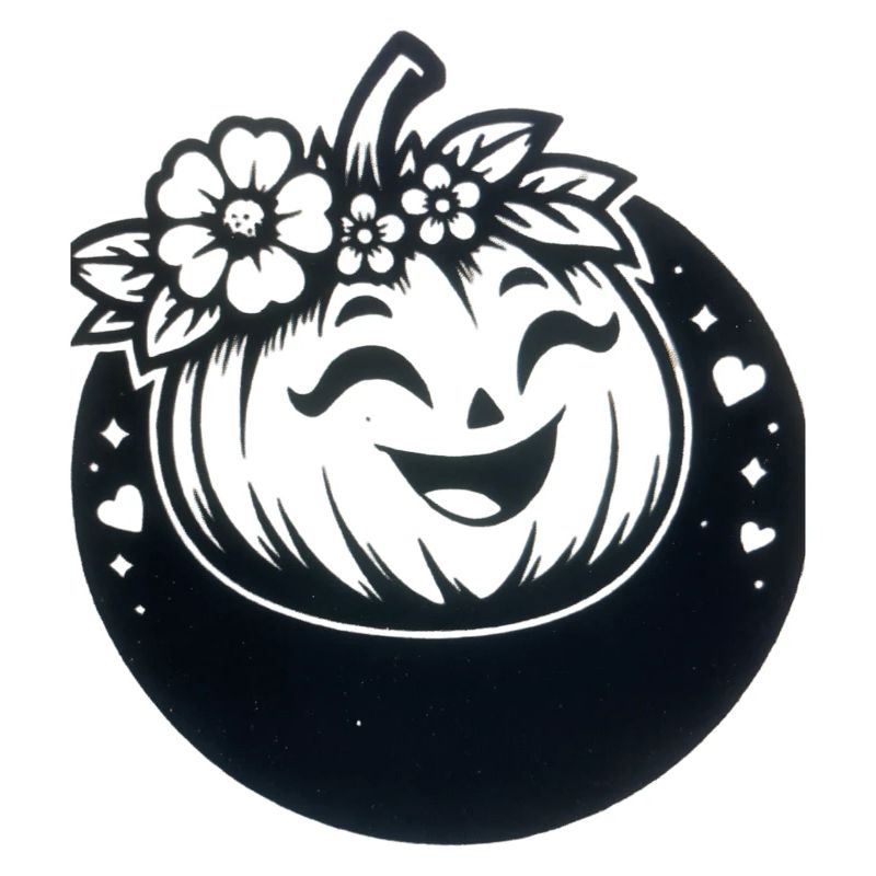 citrouille amicale avec des fleurs