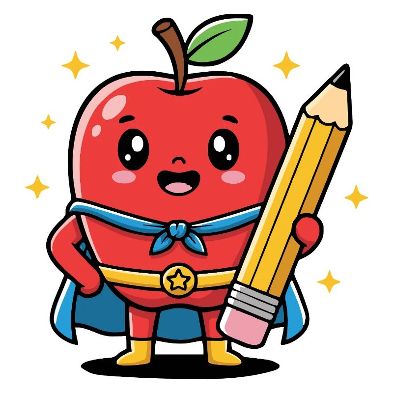 Professeur dessin animé fruit avec crayon