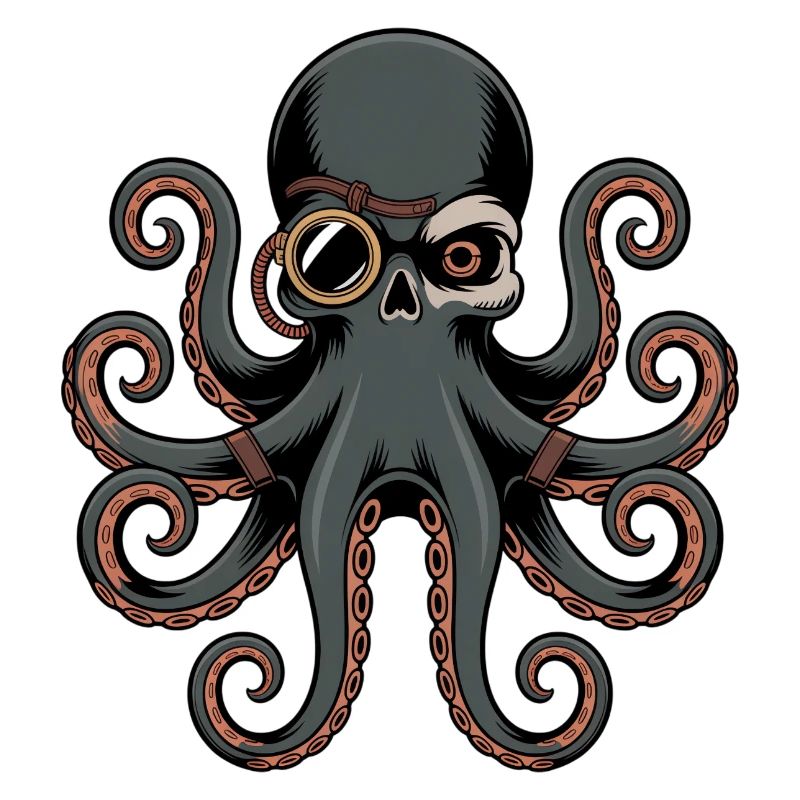 Pieuvre dans le style steampunk avec monocle