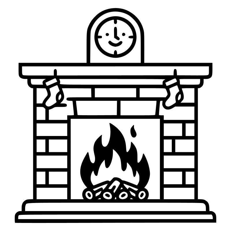 Gemütlicher Weihnachtskamin mit Feuer