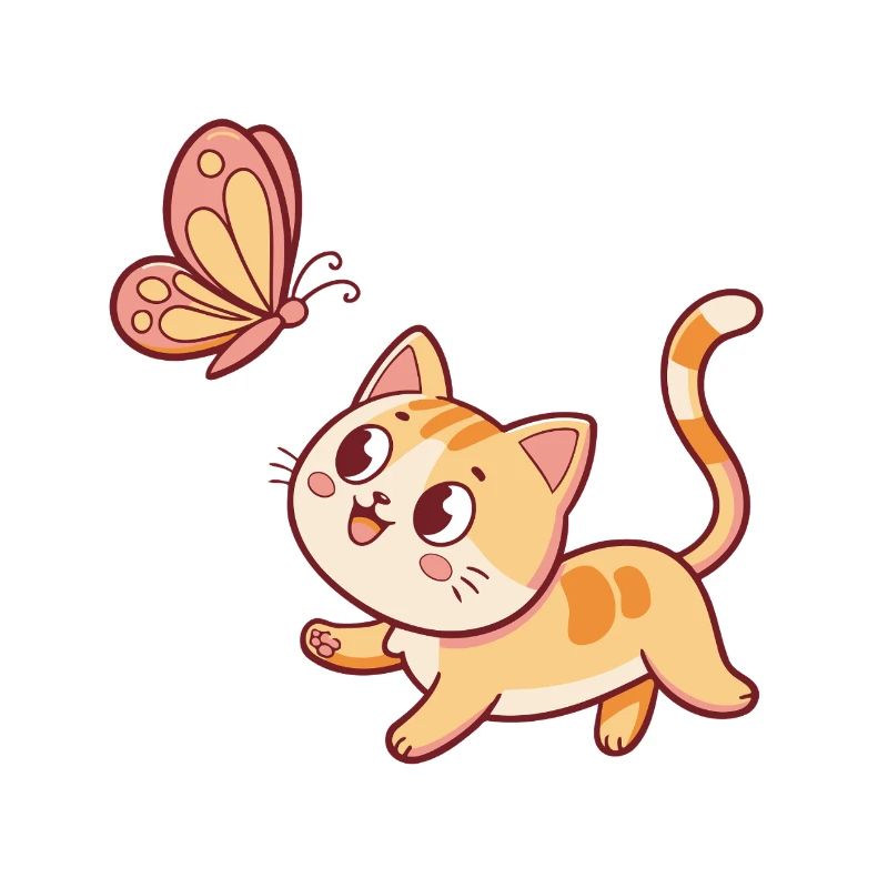 Chat curieux et papillon