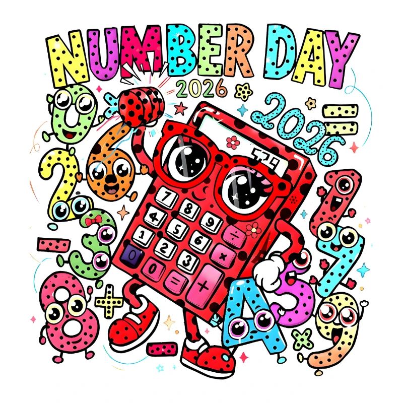 Number Day 2026 Neon Calculator
