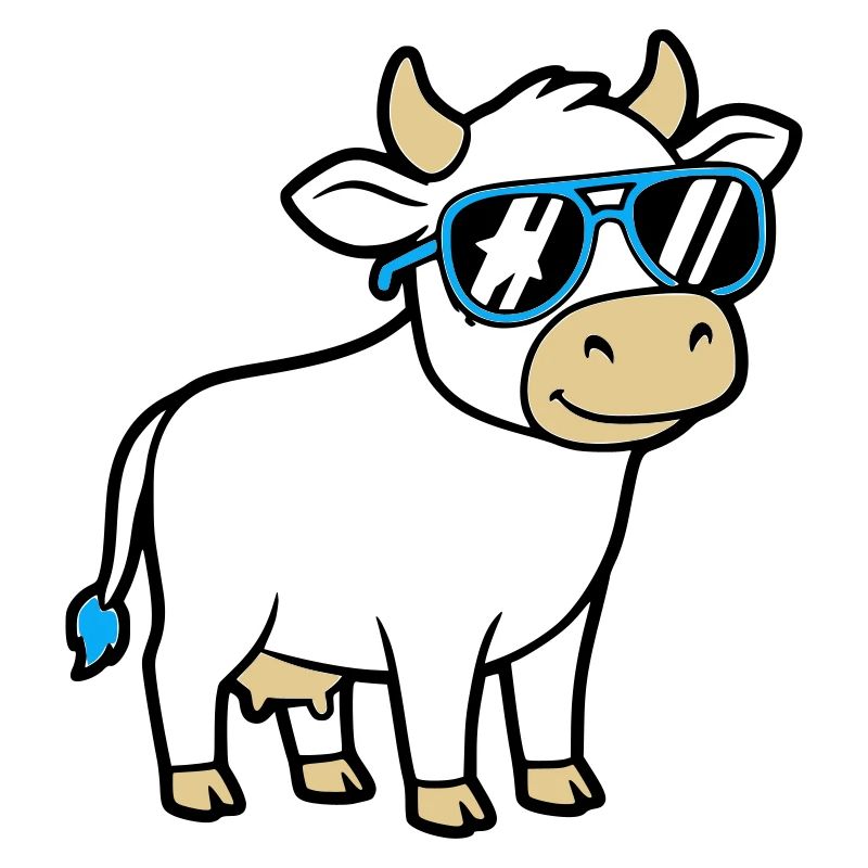 Cool Cow Sunglasses Casual Vector