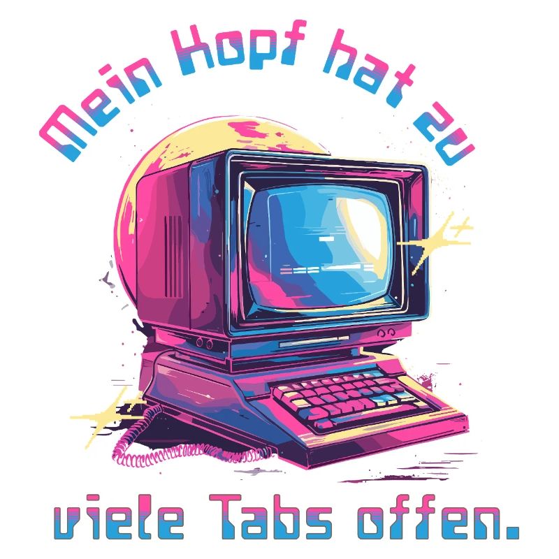 Vintage Computer Neon Tabs Open