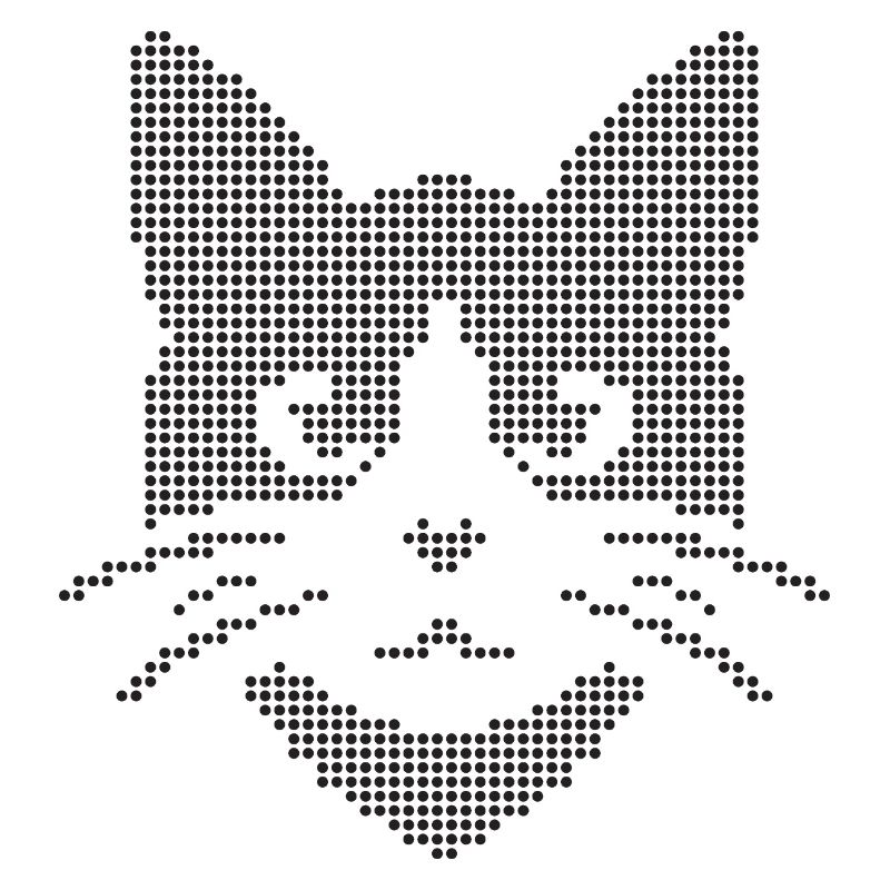 Dotted Cat Face Silhouette