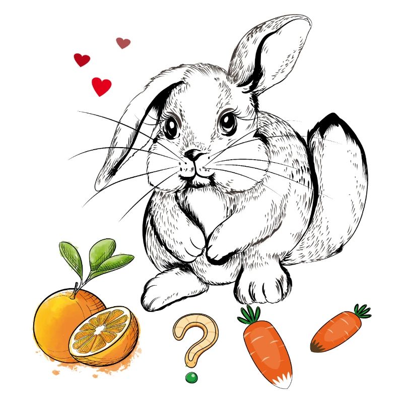 Rabbit with fruit and carrots