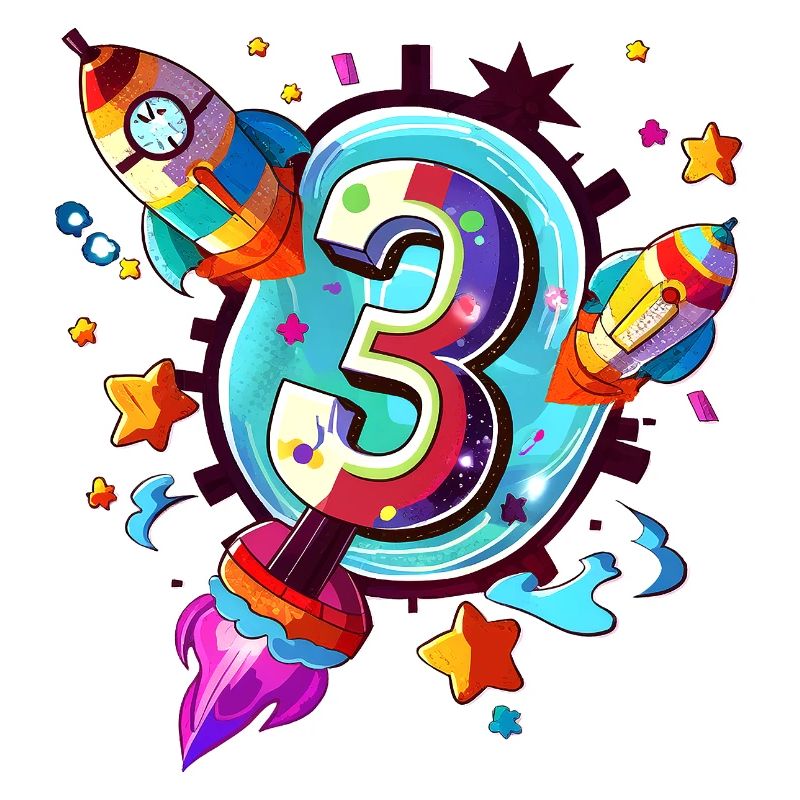 3rd Birthday Rocket Art