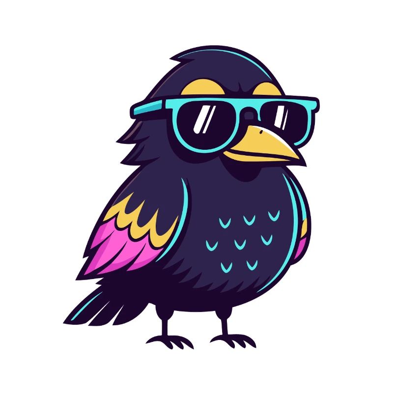 Solar Blue Hipster Bird