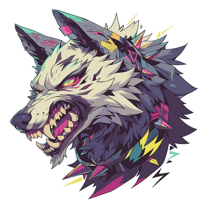 Wütender Wolf mit einem lebendigen und abstrakten Kunststil
