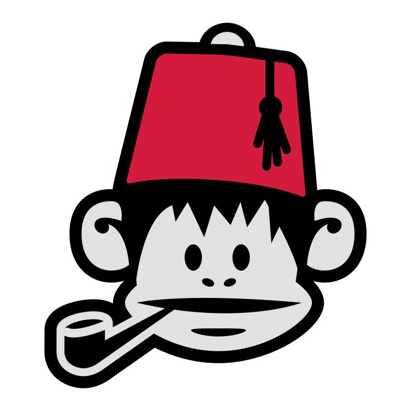monkey fez ape primat affe pipe smoker