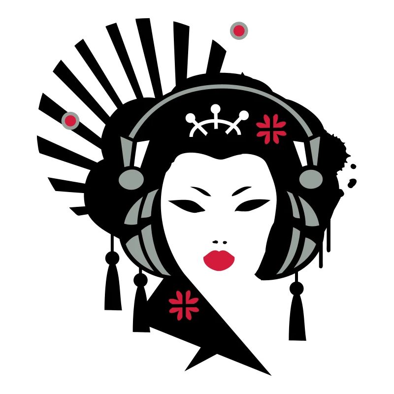 Geisha mit Kopfhörer