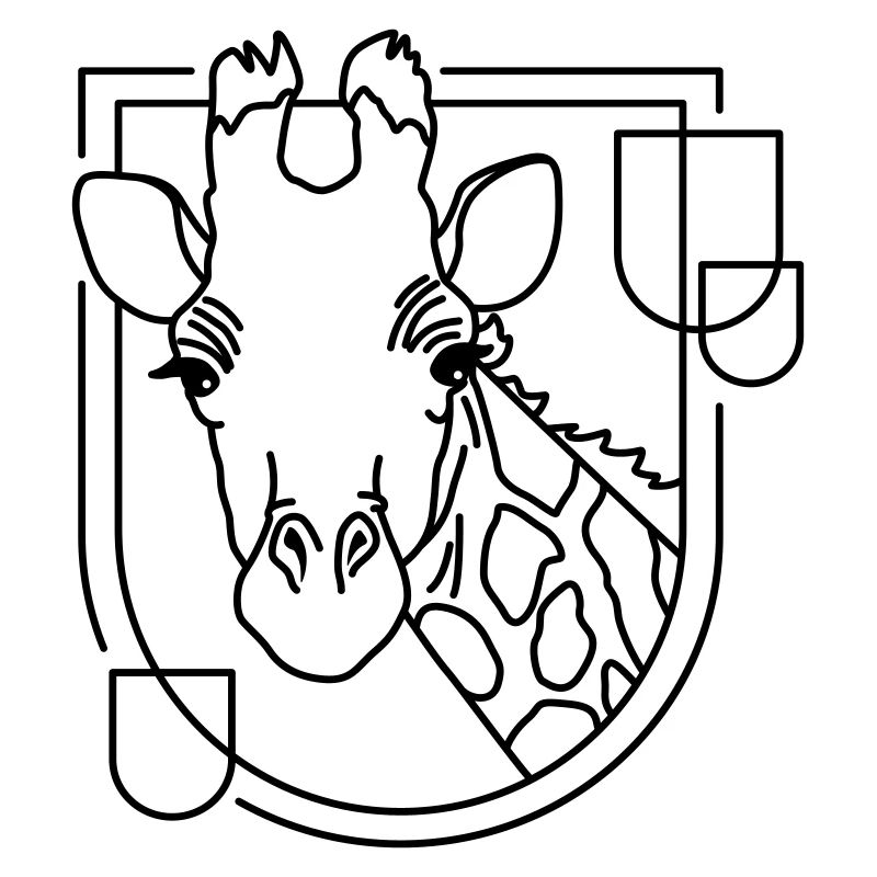 Giraffe in Geometric Shape - Line Art Design