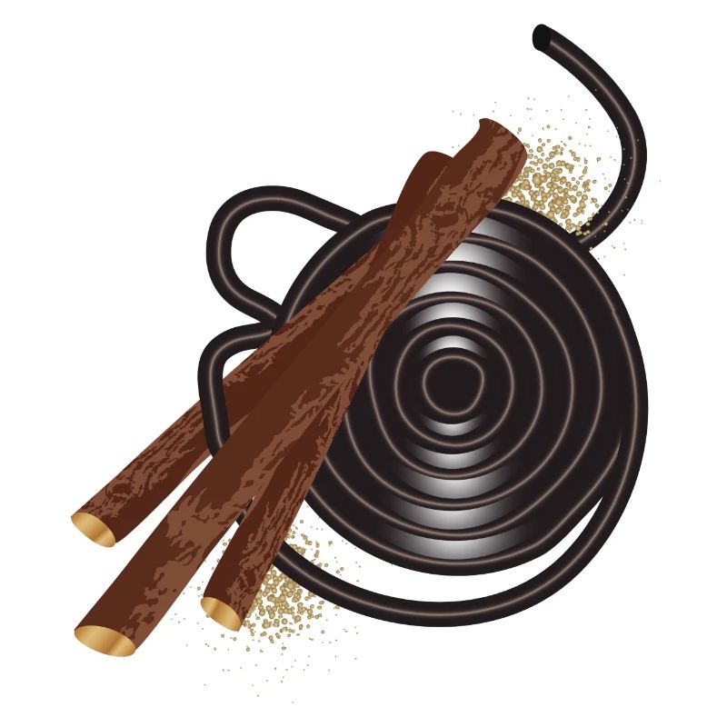 black liquorice snail with licorice root pieces
