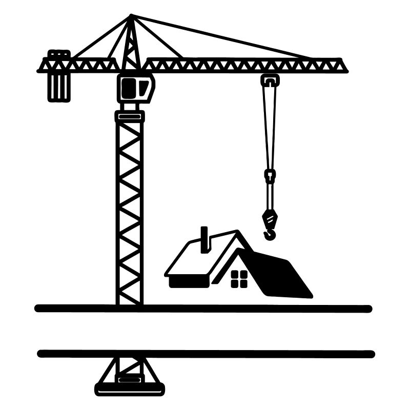 Grue de construction avec maison