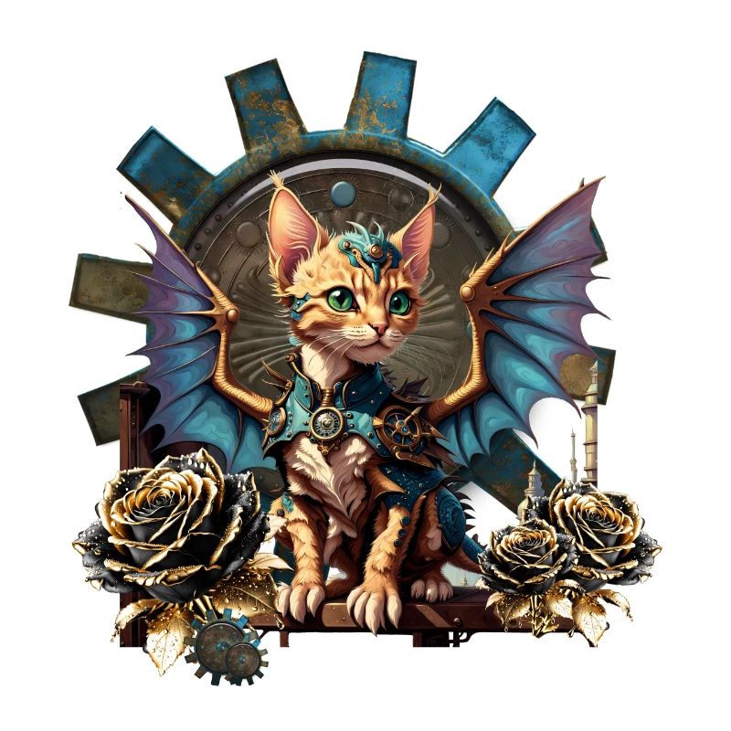 Wunderbare Fantasy-Steampunk-Katze.