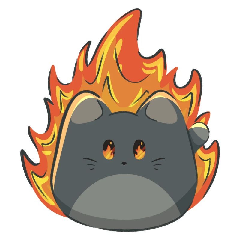 Chat mignon avec du feu