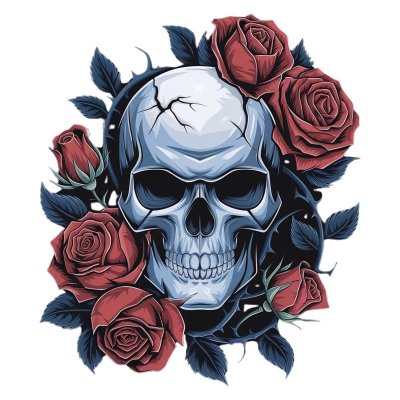 Crâne avec des fleurs de roses