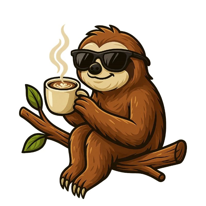 Coffee sloth with sunglasses