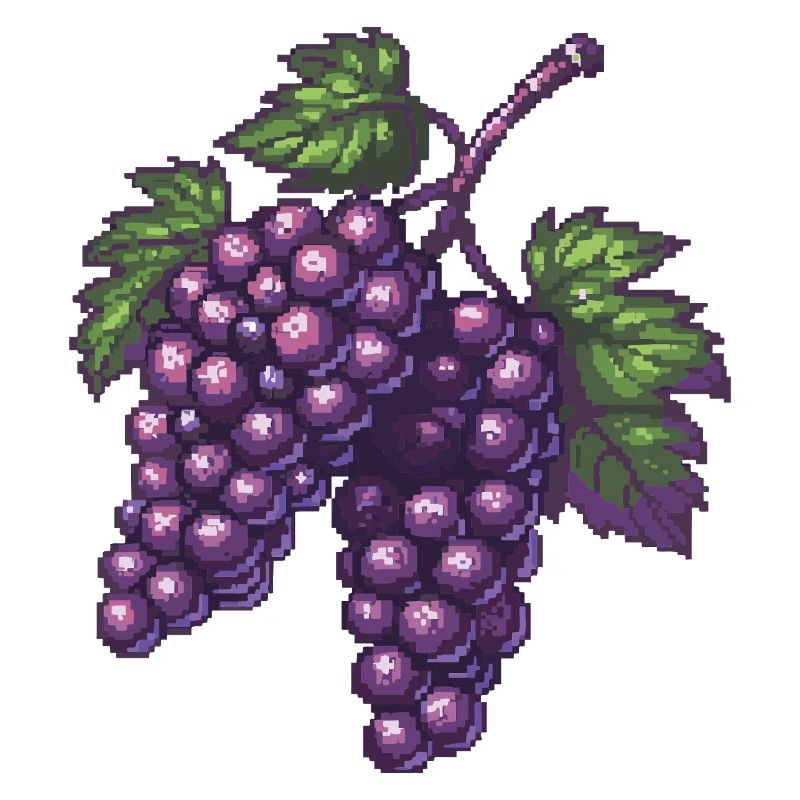 Pixel Grapes Violet Pixel Art