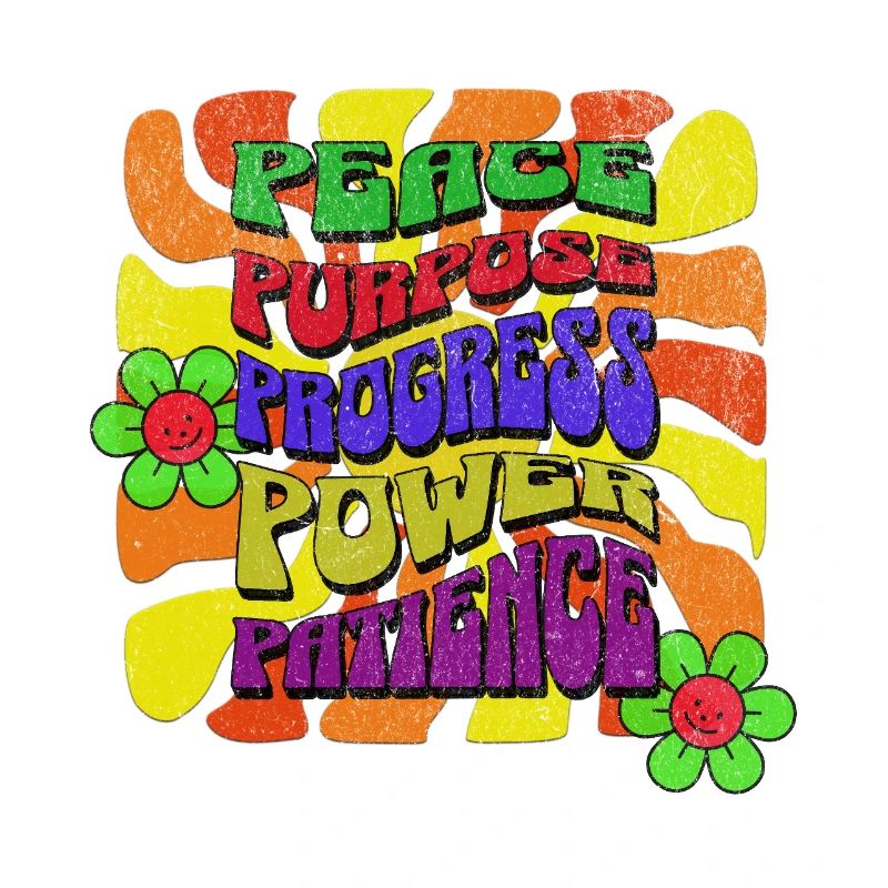 Paix Objectif Progrès Puissance Patience Rétro Design