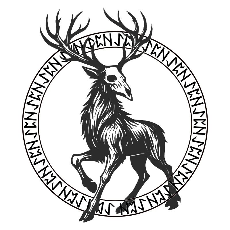 Deer in a Circle Rune Frame