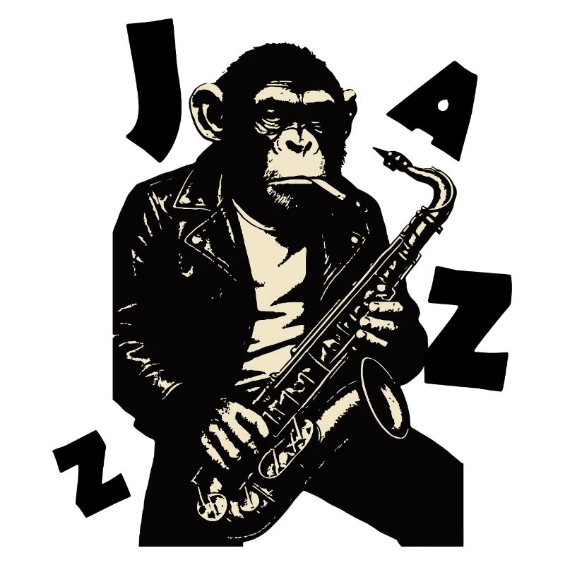 Saxophone Monkey in Leather Jacket