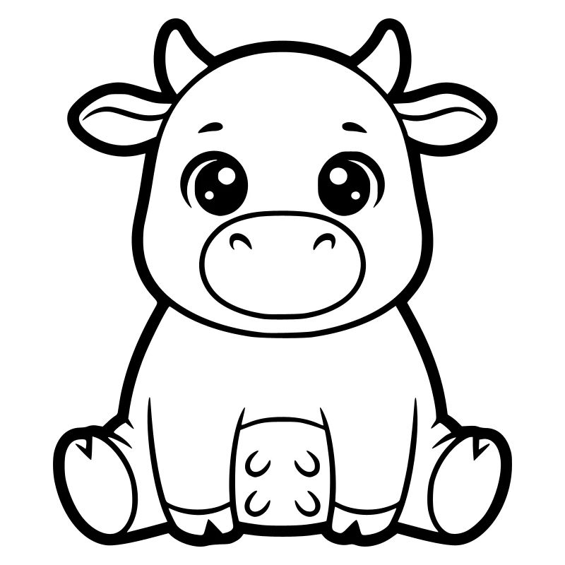 Cute Cow Calf Comic Coloring Vector