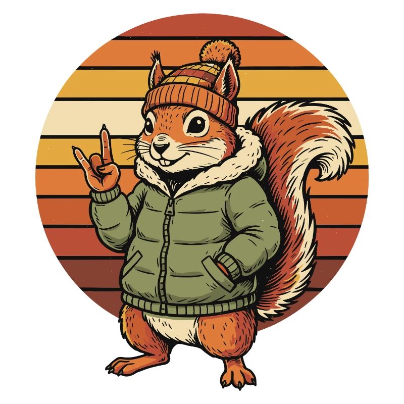 Cooles Eichhörnchen - Winter Retro Design