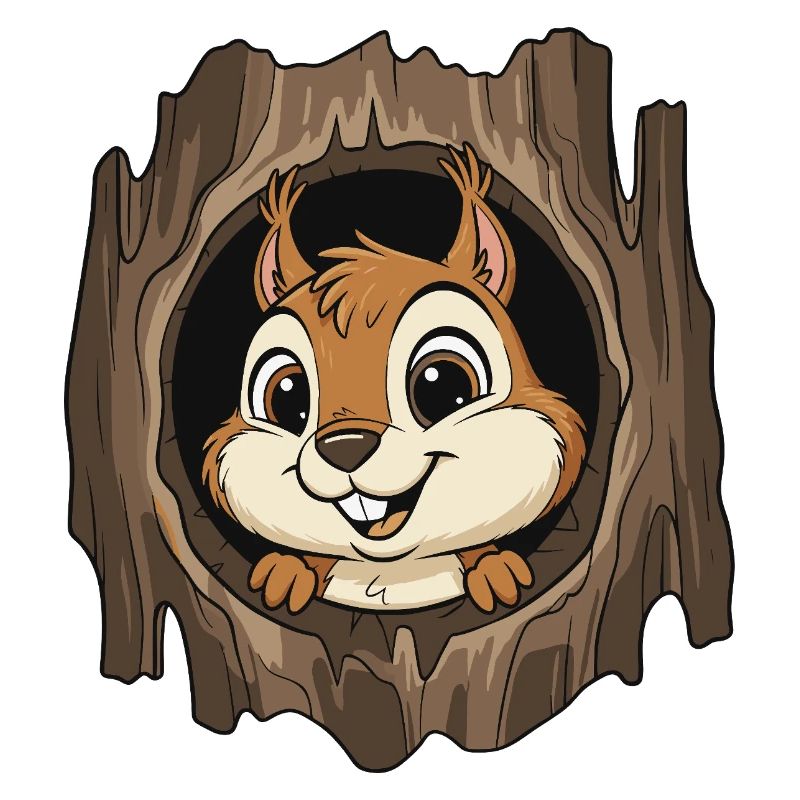 Forest chipmunk in the tree hole