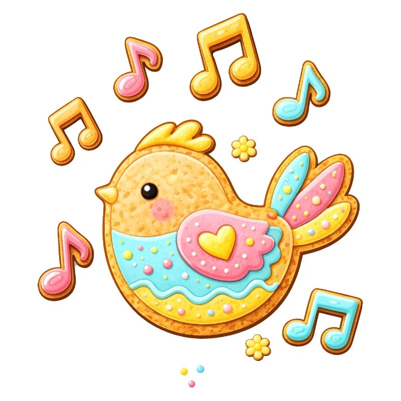 Cute Bird as Decorated Cookie Illustration