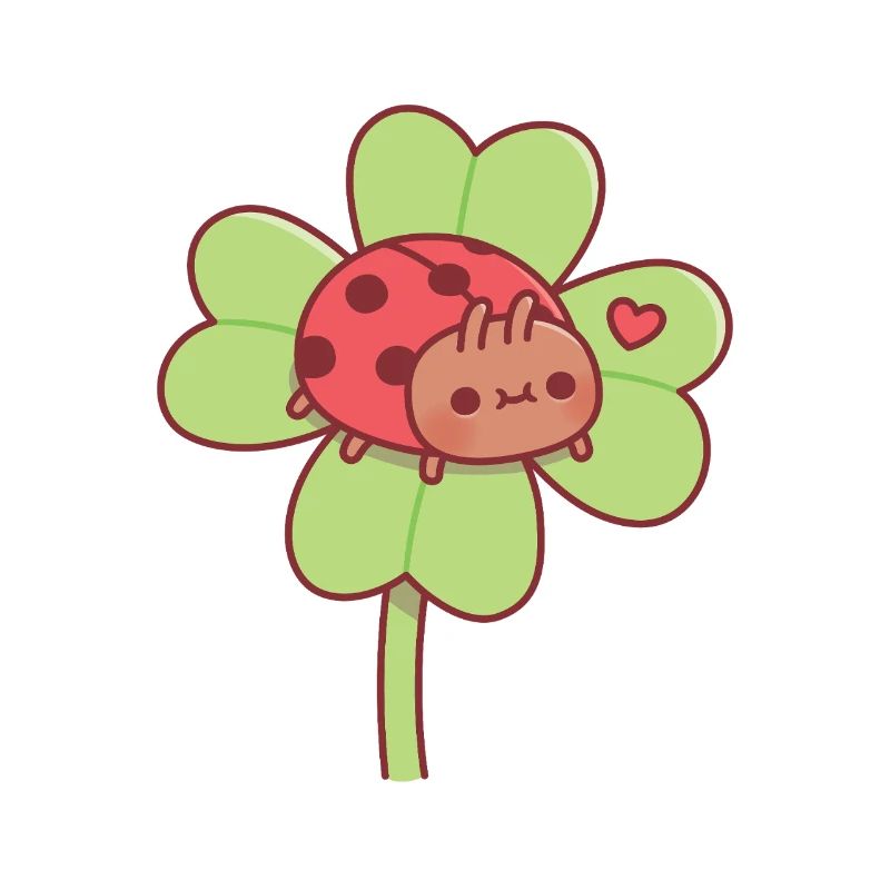 Süßes Little Ladybug auf Lucky Four Leaf Clover