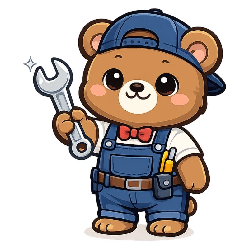 Petit Ours Artisan avec une clé à molette