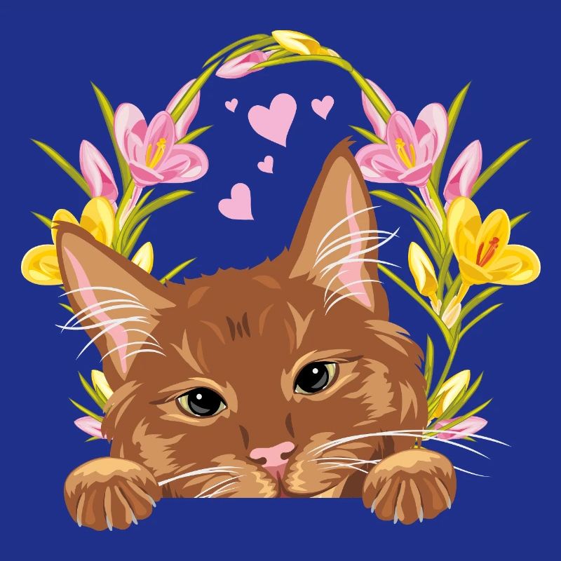 Jeter un coup d’œil mignon chat roux avec une couronne de fleurs