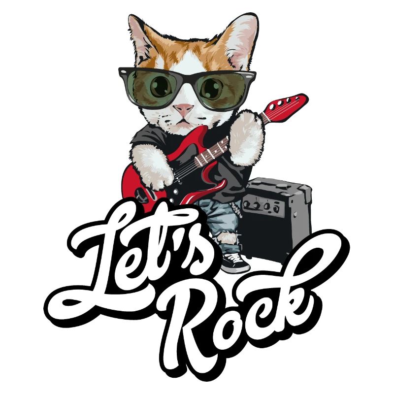 Let's Rock Guitar Rock and Roll Humor Cat
