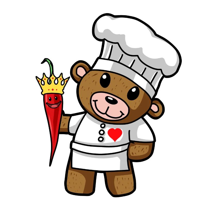 Teddy Bear Hot Chilli Chef Restaurant Kitchen.