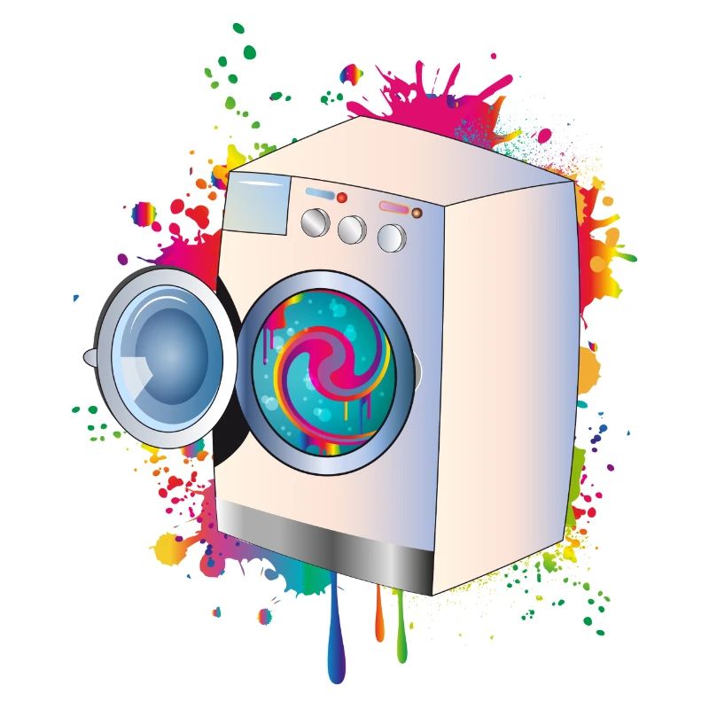 Machine à laver dans le style graffiti avec un linge de couleur