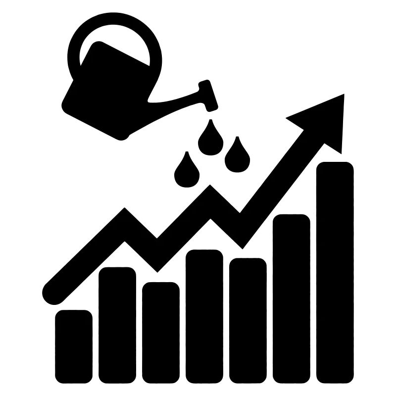 Chart with watering can makes it grow