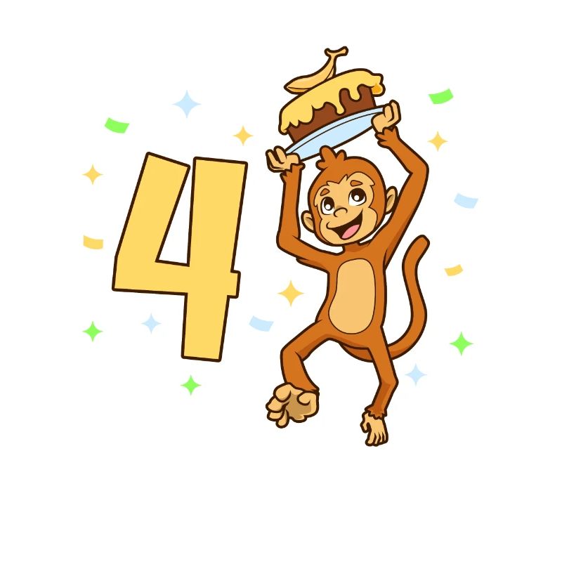 With monkey - children's birthday 4 years