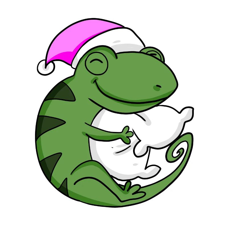 Caméléon avec oreiller et bonnet de couchage