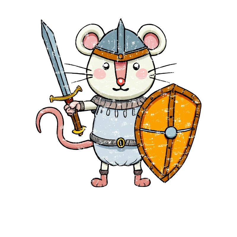 Souris mignonne avec épée et bouclier chevalier