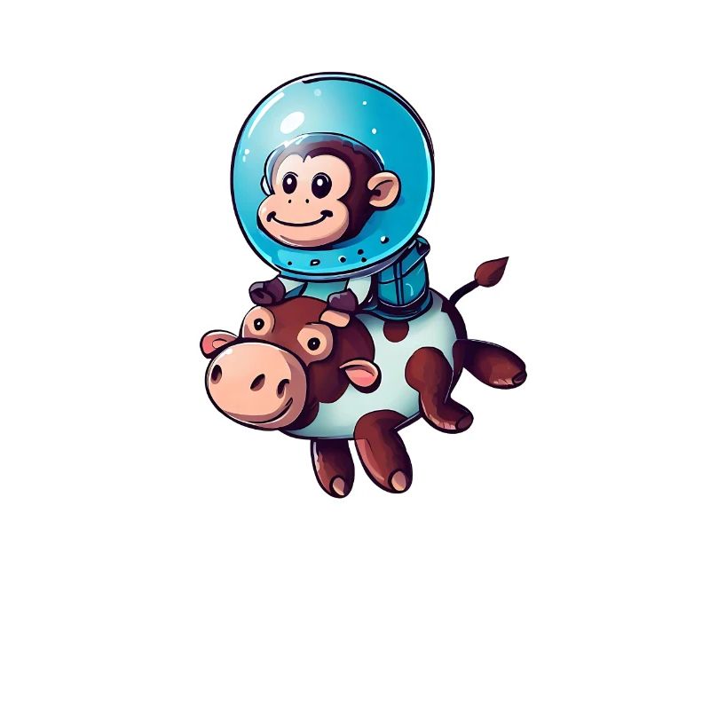 Monkey on Cow Rocket Shake Astronaut Cosmonaut