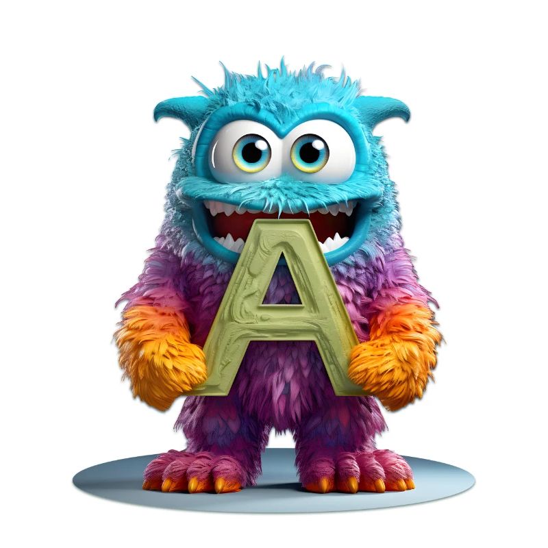 Monstre multicolore avec la lettre A