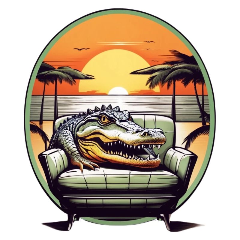 Alligator on sofa