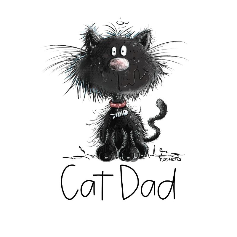 Droll chat noir avec chats papa disant