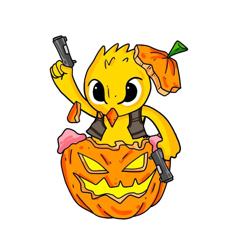 Halloween chick blows up pumpkin funny